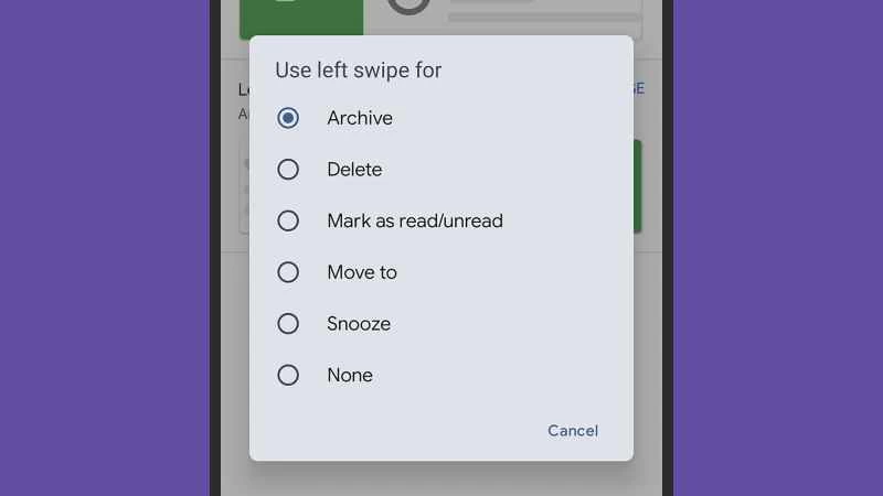使用滑動操作來整理您的收件匣。
