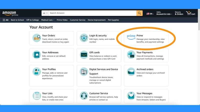 亞馬遜帳戶設置