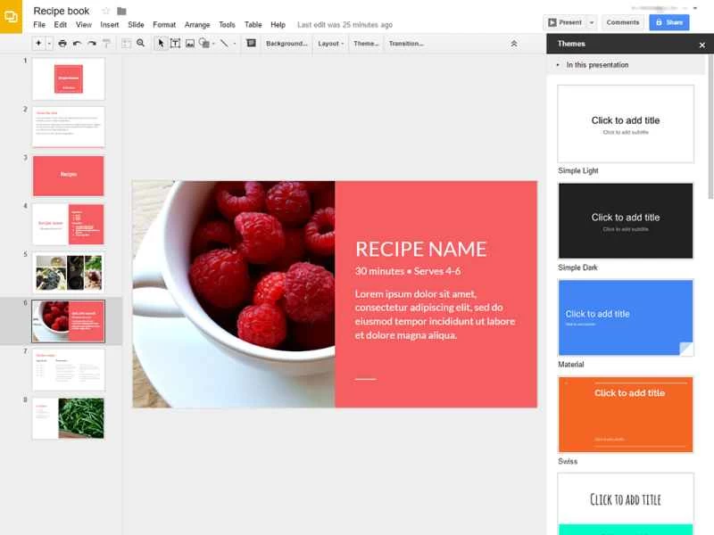 Google Slides 線上演示程式介面
