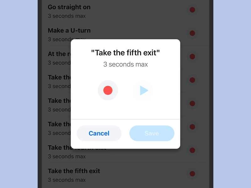 錄製新的 Waze 導航語音的選單