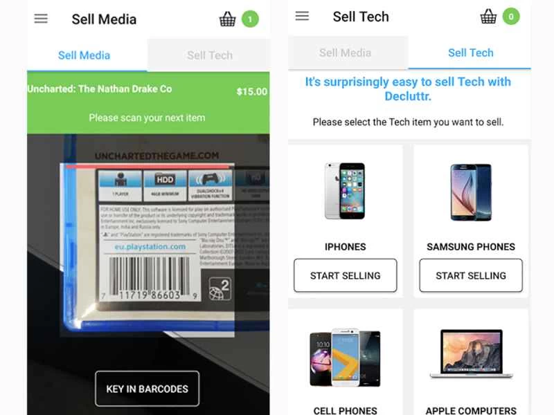 Decluttr 應用介面。