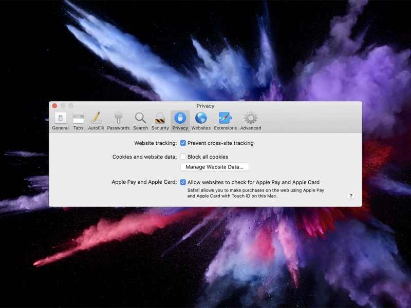 對話框 cookie 管理截圖