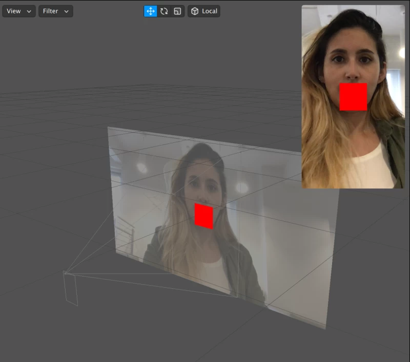 Spark AR 的螢幕截圖顯示了實時攝像頭