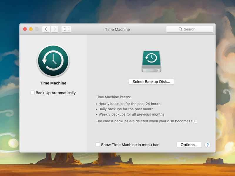 在蘋果macOS電腦上使用Time Machine。