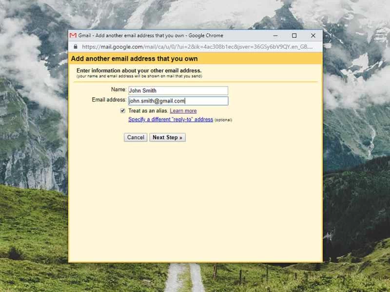 在 Gmail 帳戶新增另一個電子郵件別名。