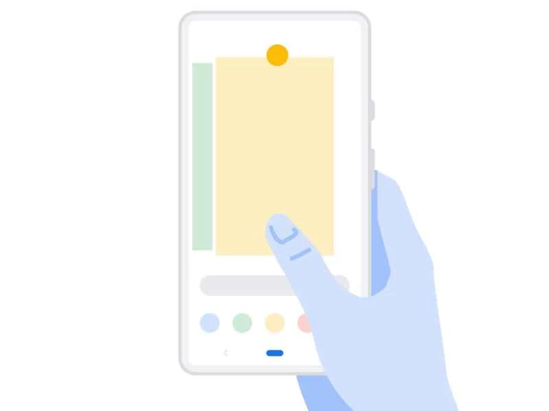 用手操控有兩個按鈕的安卓手機的示意圖