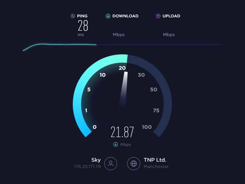 Speedtest.net 的網路速度測試介面。