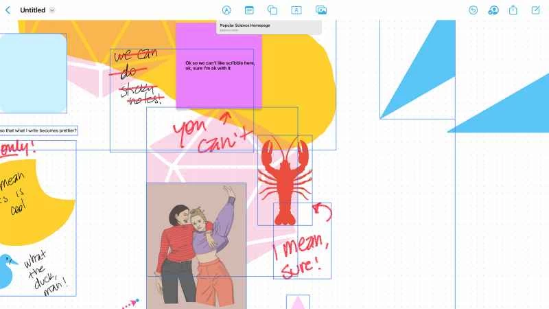 蘋果 Freeform 批量選擇功能的螢幕截圖。