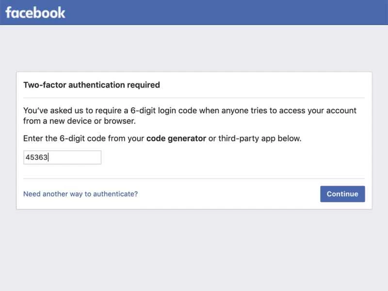 Facebook上的雙重身分驗證