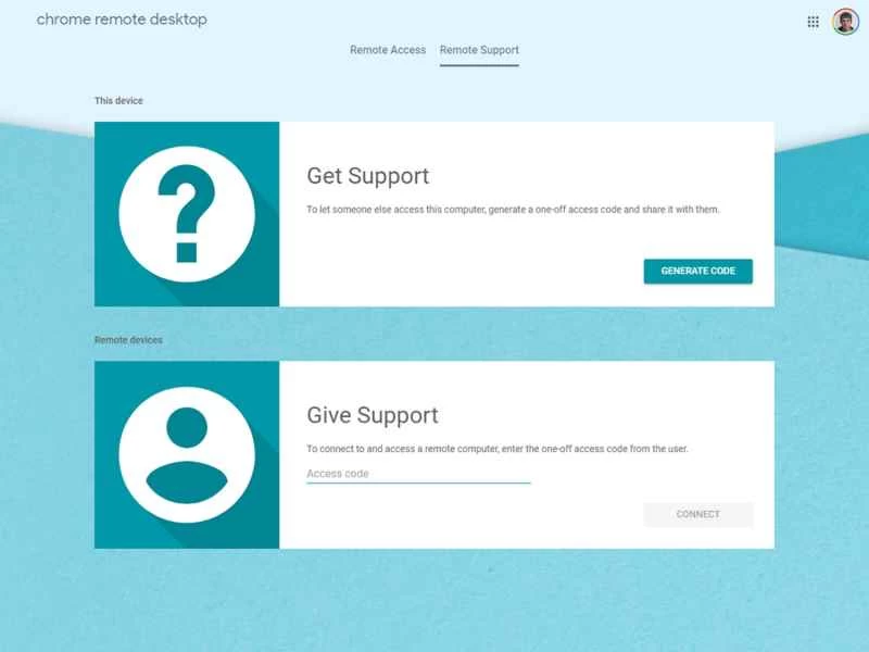 Chrome 遠端桌面的使用者介面，它是 Google Chrome 網路瀏覽器的插件。