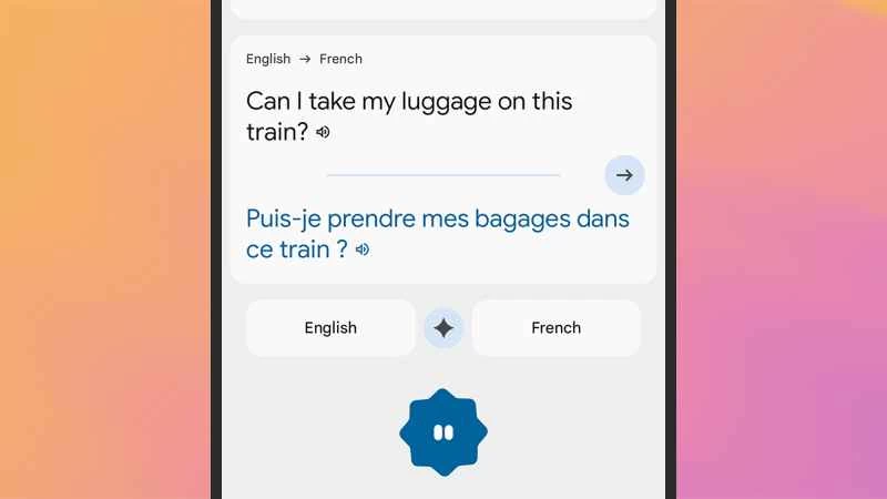 谷歌翻譯器從英文翻譯成法文的螢幕截圖