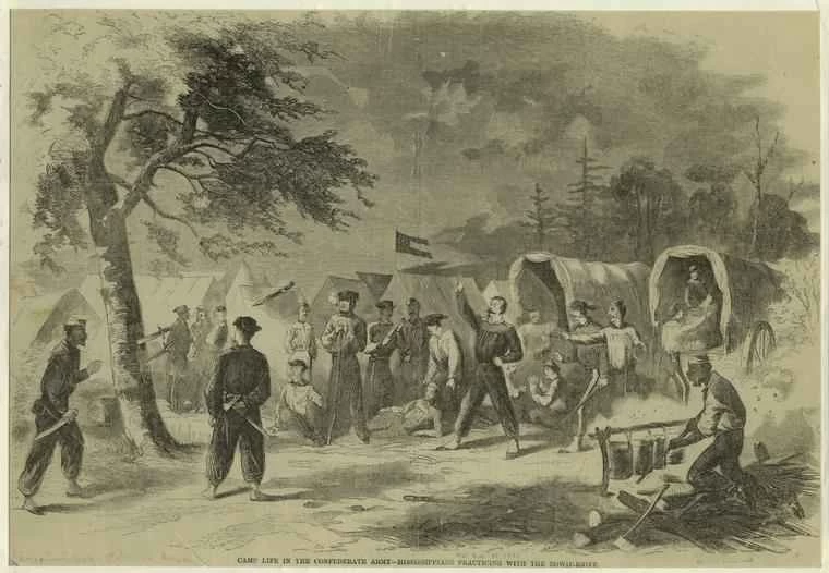 士兵投擲博伊刀的歷史插圖